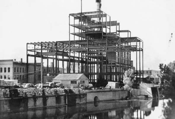 The Ottawa Street Station, future home of AF Group, under construction in the 1930s. Prior to headquartering AF Group, it provided electricity and steam to the citizens of Lansing.